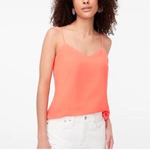 J. Crew Scalloped Neck Cami Tank Top Minimalist Preppy Coral Pink 6